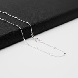 Treasure Bay Womens Silver Necklace Layers Stacking Small Silver Chain Necklace for women and girls - Italian 925 Sterling Silver Ball Chain Necklace Length 19In