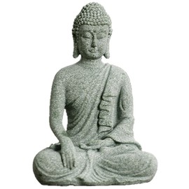 KARLOR Buddha Statue Garden, Buddha Figures Stone Small Buddha Figure Meditation Garden Decoration Landscape Design Aquarium Decoration Indoor Outdoor Zen Room Decorations (Sitting Buddha)