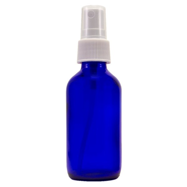 2 fl oz Cobalt Blue Glass Bottle with White Spray