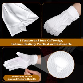 SynHHergyx 24 Pairs White Gloves Men and Women, Uniform Gloves Santa Gloves Mens Dress Gloves Guard Gloves with Snap Cuff, Coin Jewelry Inspection Gloves Pallbearer Funeral Gloves Costume