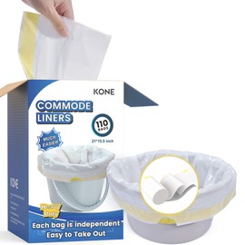 KONE Commode Liners Disposable Waste Bags Fits All Standard Bedside Portable Toilet Chair Bucket Potty Bedpan Easy to Use (110 count)