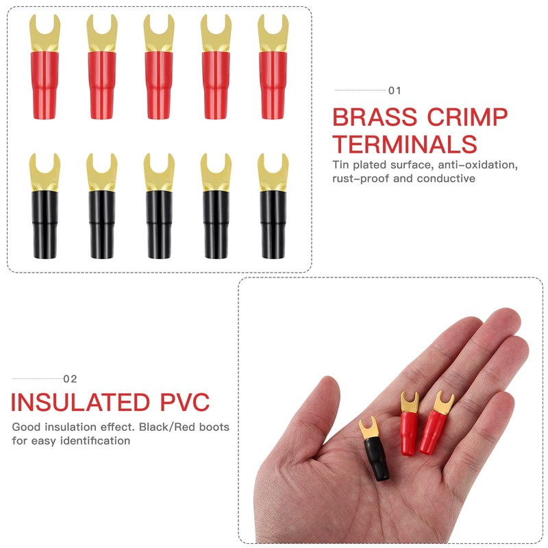 WINOMO 5 Pairs 4 Gauge Strip Spade Terminal Spade Fork