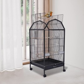 ZERNEIL 40 Inch Wrought Iron Large Bird, Standing Wrought Iron Large Parrot Cage Medium Roof Top Large Flight cage Parakeet cage for Small Cockatiel Canary Parakeet Sun Parakeet Pet Toy