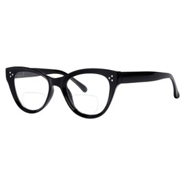 Eyekepper Bifocal Reading Glasses Women Stylish Bifocal Readers Clear Lens Oversize Cat-eye Style - Black +1.75
