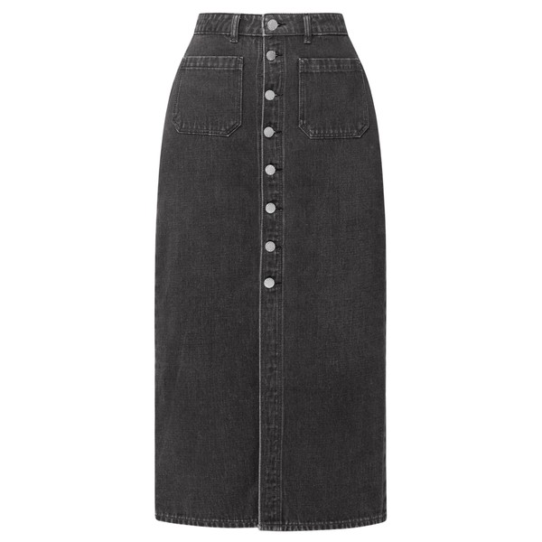 CUGOAO Long Denim Skirts for Women, Denim Skirt A-Line Jean