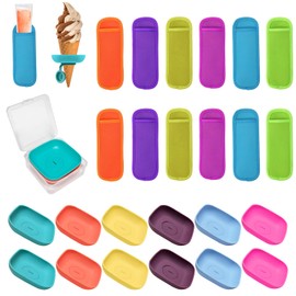 Zvvastnz Silicone Popsicle Holder and Sleeves, Reusable Ice Pop Sleeves for Toddlers, No mess Ice Cream Holder for Summer and Birthday Party, Adjustable Clips, Dishwasher Safety, 24pcs, 3-in-1