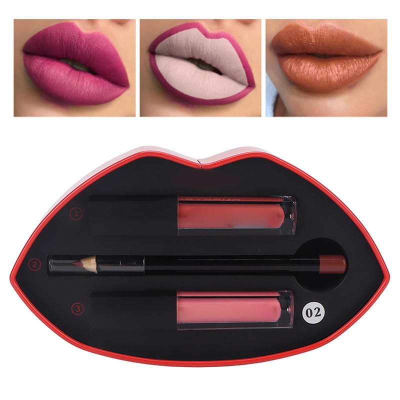 Lip Gloss Set Matte Glitter Liquid Lipstick Lip Liner Long