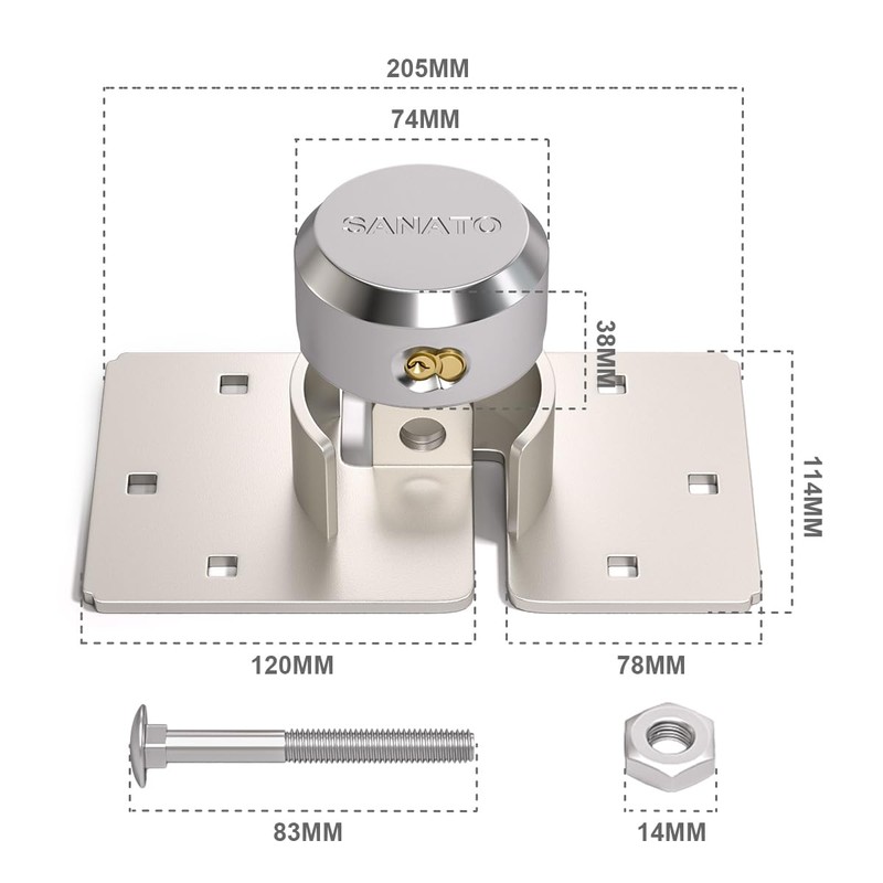 SANATO Hidden Shackle Padlocks Keyed Alike Padlocks, Solid Steel Trailer