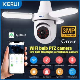 KERUI 3MP Light Bulb Security Camera 5G Wireless Outdoor Indoor Camera Night Vision HD