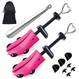 Shoe Stretcher Women Wide Feet - 4 Way Adjustable Stretch Width and Length Shaper Shoe Tree Widener Expander Neon Pink