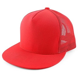 Trendy Apparel Shop - Gorra plana de malla con 5 paneles, Rojo -, Talla única