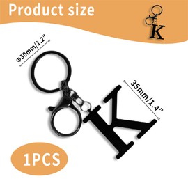 ORUZA Letter Keyring Alphabet Initial Keychain, Black Metal Letter Key Ring for Women Men Handbag Wallet Purses (K)
