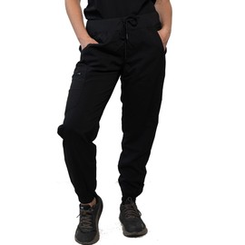 MISS POPULAR Women's Scrub Joggers for Medical Professionals, Nurses, Doctors (US, Alpha, Large, Regular, Regular, Black)