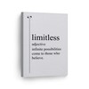Smile Art Design Limitless Definition Black and White Motivational Canvas