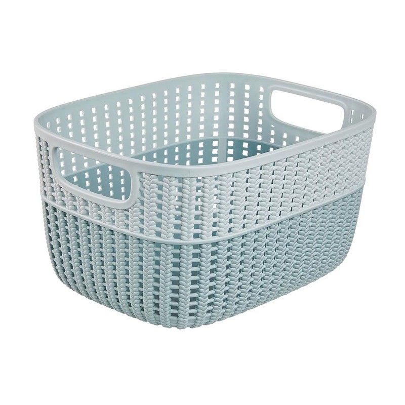 keeeper Storage Basket in Knitted Look, Side Handles, Breathable, Plastic,