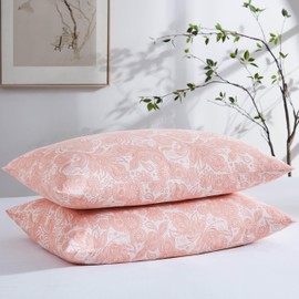 Southshore Fine Living, Inc. Paisley Floral Pillow Cases Standard Size Set of 2, Fits Full, Twin, Queen Pillows, Luxurious Microfiber, Hotel Quality Pillowcases, 20" x 30", Coral & White