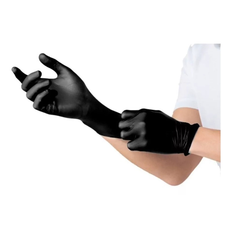 Ambiderm Guantes descartables antideslizantes Ambiderm color negro talle M de