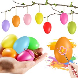 GTJEOI Pack of 24 Easter Eggs for Hanging, 6 cm Plastic Easter Eggs, Easter Eggs Made of Plastic, Easter Decorating, Easter Eggs for Hanging, Colourful, Eggs Easter Decoration for Indoor Outdoor Use