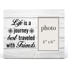 Zauly Best Friends Wood Picture Frame Gifts, Friendship Gifts for Men Women Best Friends, Friends Gifts for Birthady Christmas Graduation, Life Is a Journey Quote Picture Frame, 4x6 Inches Photo