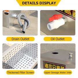 dtangor Commercial Grease Trap 8LB Stainless Steel Interceptor Restaurant Kitchen 5GPM