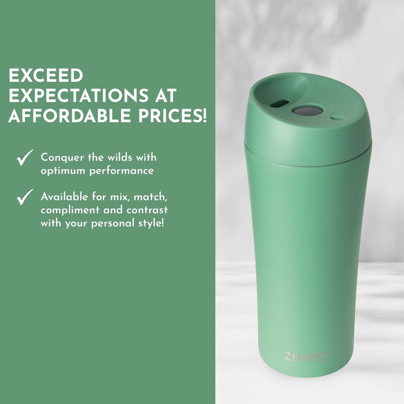 ZENTO Stainless Steel Vacuum Tumbler–350ml for Coffee, Tea or Water,