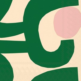 IHR Ideal Home Range Party Napkins Marimekko Disposable 3-Ply Paper Lunch Napkin Pack, 6.5" x 6.5", Seppel (Green), 20-Count