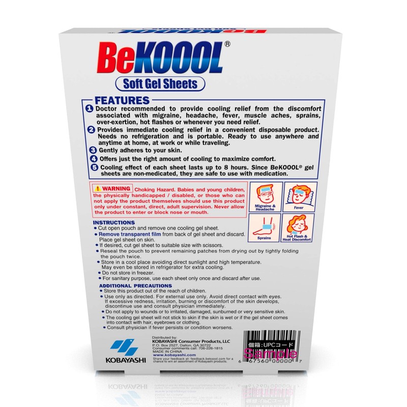 BeKOOOL Migraine Gel Sheets - 4 Count