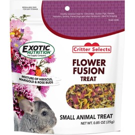 Flower Fusion Treat (3 oz.) - Healthy Natural Dried Flower Herbivore Treat - Chinchillas, Guinea Pigs, Rabbits, Prairie Dogs, Degus, Hamsters, Rats, Squirrels, Sugar Gliders & Other Small Pets