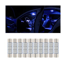Mandark 10PCS 31mm Car Roof LED Reading Light Bulb, 12V 3SMD 5050 Chips Super Bright Automobile Sun Visor Makeup Lights, Waterproof Vehicle Interior Lighting Accessories, Universal Fit (Blue)