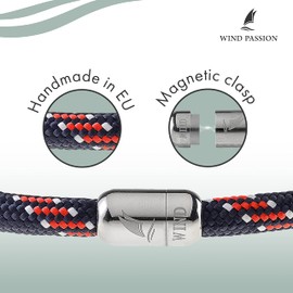 Wind Passion Sailing Rope Bracelet Maritime Paracord with Stainless Steel Magnetic Clasp for Men and Women -