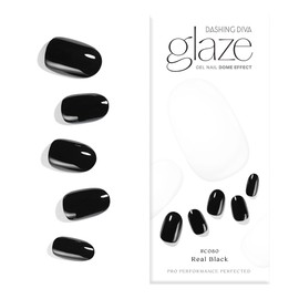Dashing Diva Glaze Nail Strips - Real Black | Works with Any LED Nail Lamp | Long Lasting, Chip Resistant, Semicured Gel Nail Strips | Contains 34 Salon Quality Black Nail Wraps, 1 Prep Pad, 1 Nail File