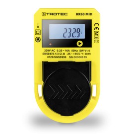 TROTEC BX50 MID Power Meter for Socket - Meter Power Consumption - Measuring Range 57.5 to 3,680 W, Display in Watt, Volt, Amps, Active Power, Power Factor, kWh, Frequency
