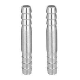 Stainless Steel 1/4" to 1/4" Hose Barb Fittings Splicer Mender Round Union Coupler Fitting (Pack of 2)