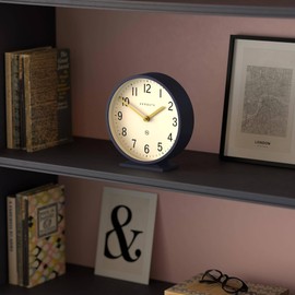 NEWGATE® Q Mantel Clock | Modern Classic Round Mantel Clock | Navy Blue | Contemporary Style for Mantel, Desk, Table, Shelf or Bedside