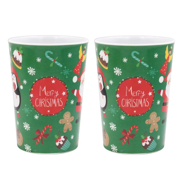 The Leonardo Collection Set of 2 Melamine Cups/Beakers - Christmas Little Stars Design
