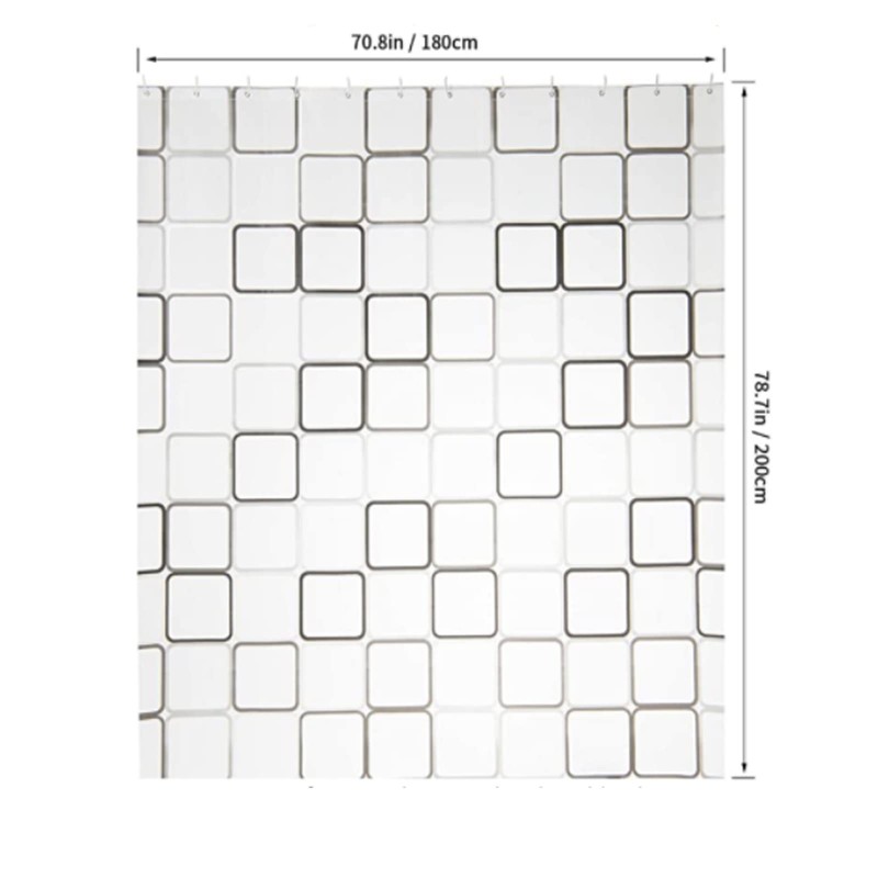Nordic Style Fashion Shower Curtain with Plastic Hooks PEVA Large