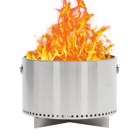 20.5" Smokeless Fire Pit with Air Switch and Handle, Wood Burning Portable Stainless Steel Outdoor Firepit with Removable Stand and Ash Pan, Ideal for Camping Backyard Patio, H: 11.5 in, 18.8 lbs