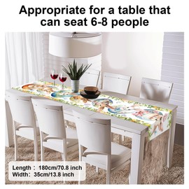 Easter Table Runner,Bunny Flower Table Runner Spring Kitchen Dining Table Decoration for Home Party Decor Indoor Outdoor 13x72 Inch