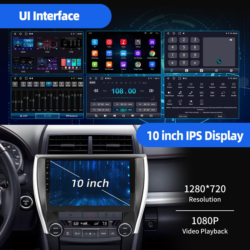 ESSGOO 10.1" Carplay Android 14 4+64G Car Stereo GPS AHD