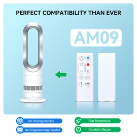 TRUCKON New Replacement Remote Control for Dyson AM09 Hot + Cool Tower Fan Heater 966538-01 (White)