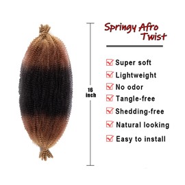 8 Packs Springy Afro Twist Hair 14 inch 1B3027# Pre-Separated Kinky Marley Twist Braiding Hair Soft Crochet for Distressed Faux Locs Spring Twist Hair for Women (14 Inch (Pack of 8), 1B3027#)