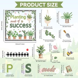 Justforjoyful Summer Greenery Potted Plant Bulletin Board Classroom Decorations Eucalyptus Cutouts Plant Seeds of Success April Bulletin Board for School Home Nursery Chalkboard Farmhouse Door Decor