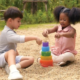 Kaplan Early Learning Discovery Circles - Rainbow - 6 Pieces | Toddler Stacking and Sorting, Nesting Toys | Indoor/Outdoor Montessori Preschool Block Play