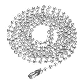 HARFINGTON Iron Ball Chain 2.4mm 31.5" Length Round Bead Necklace Dog Tag Pull Chains with Connectors Clasps for Men Women Jewelry Making Bracelets Keychain, Silver