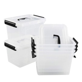 AnnkkyUS 6-pack 5 Liter Plastic Storage Box Bin with Lid, Clear Lidded Boxes