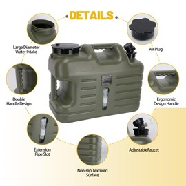 JOHAHTANG Camping Water Container, 5 Gallon (18.5L) Camping Water Jug With Spigot, Portable Emergency Camping Water Tank For Camping, Outdoor Hiking, BBQ, Picnic, Emergency Stroage, BPA Free
