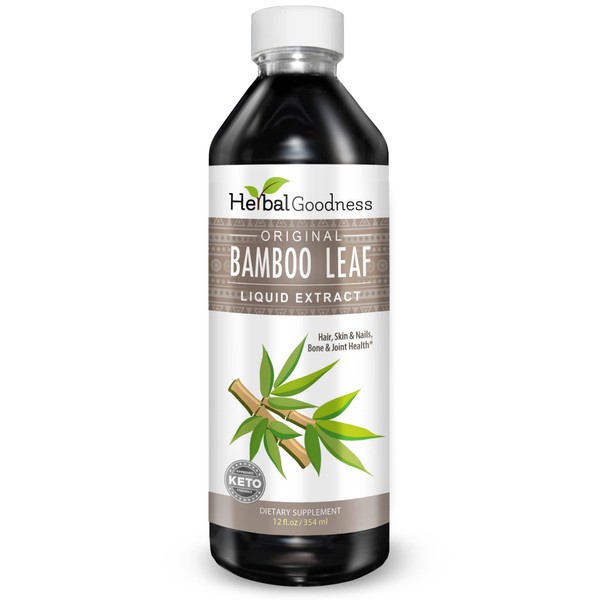 Bamboo Extract for Hair Growth - Natural Bamboo leaf - Organic Hair Skin and Nail Vitamins Natural Silica, Collagen Supplement, Radiant Skin and Nails - 12oz Liquid - Herbal Goodness