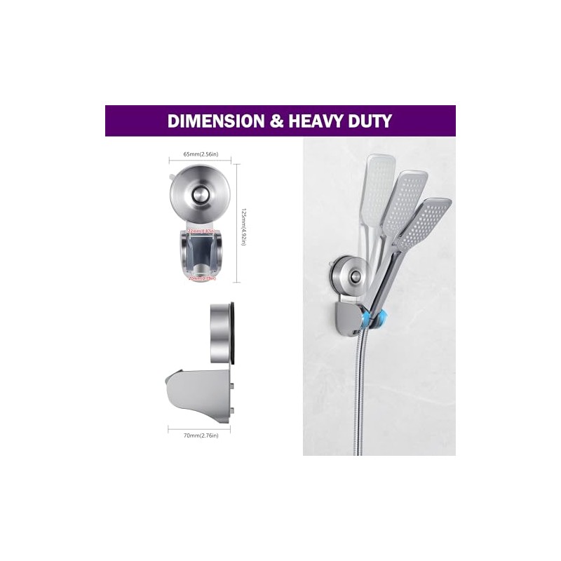 Adjustable Suction Cup Shower Holder - Stainless Steel Bracket