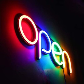 LED Open Sign,16x6 inch Open Sign for Business ,With multiple flashing modes , Ideal for Restaurant, Bar, Salon and More,24V/1A Power Supply，with Open/Close Sign (red blue green Orange)