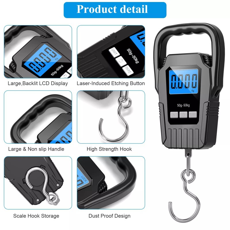 SKEAP Digital Fish Scale Hanging Scale Fishing Scale SKEAP 110lb/50kg